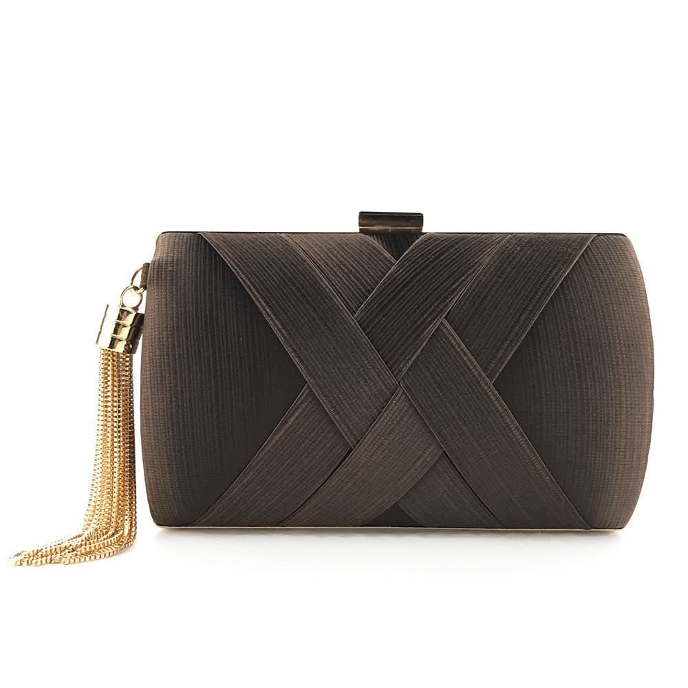 Aurelia Satin Abend-Clutch für Hochzeiten Luxuriöse Quasten-Handtasche