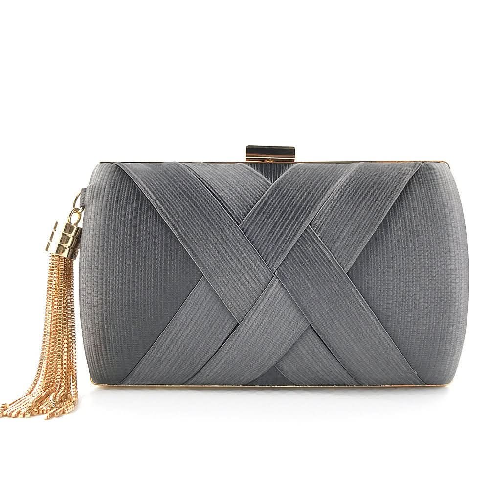 Aurelia Satin Abend-Clutch für Hochzeiten Luxuriöse Quasten-Handtasche