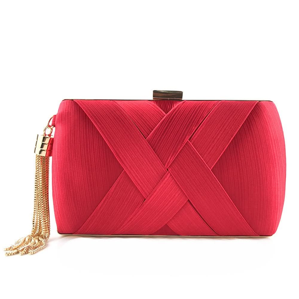 Aurelia Satin Abend-Clutch für Hochzeiten Luxuriöse Quasten-Handtasche