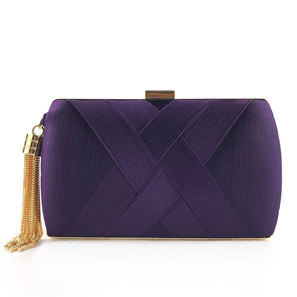 Aurelia Satin Abend-Clutch für Hochzeiten Luxuriöse Quasten-Handtasche