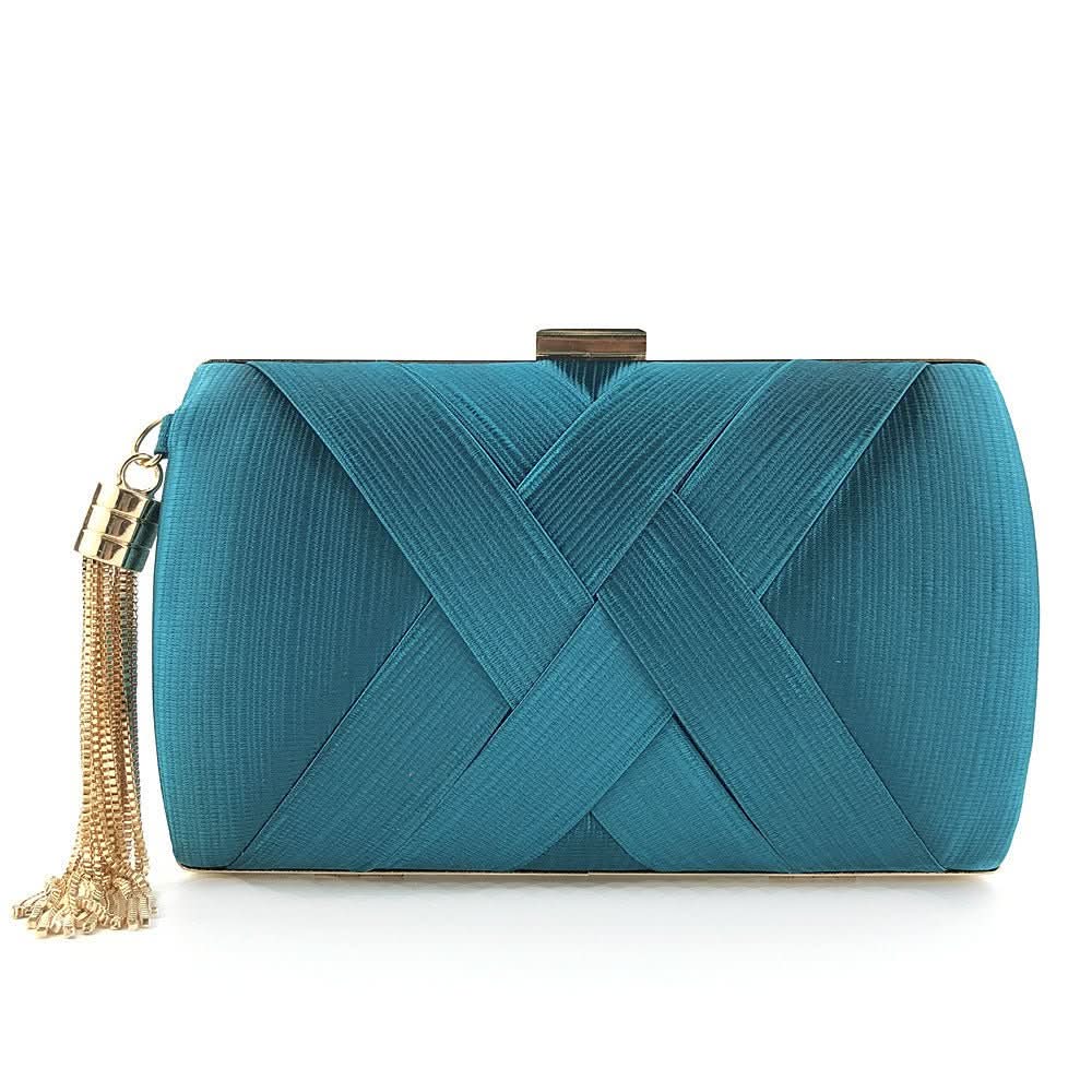 Aurelia Satin Abend-Clutch für Hochzeiten Luxuriöse Quasten-Handtasche