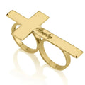 NovaForge Stainless Steel Two-Finger Ring With Engraving Bold Unisex Jewelry
