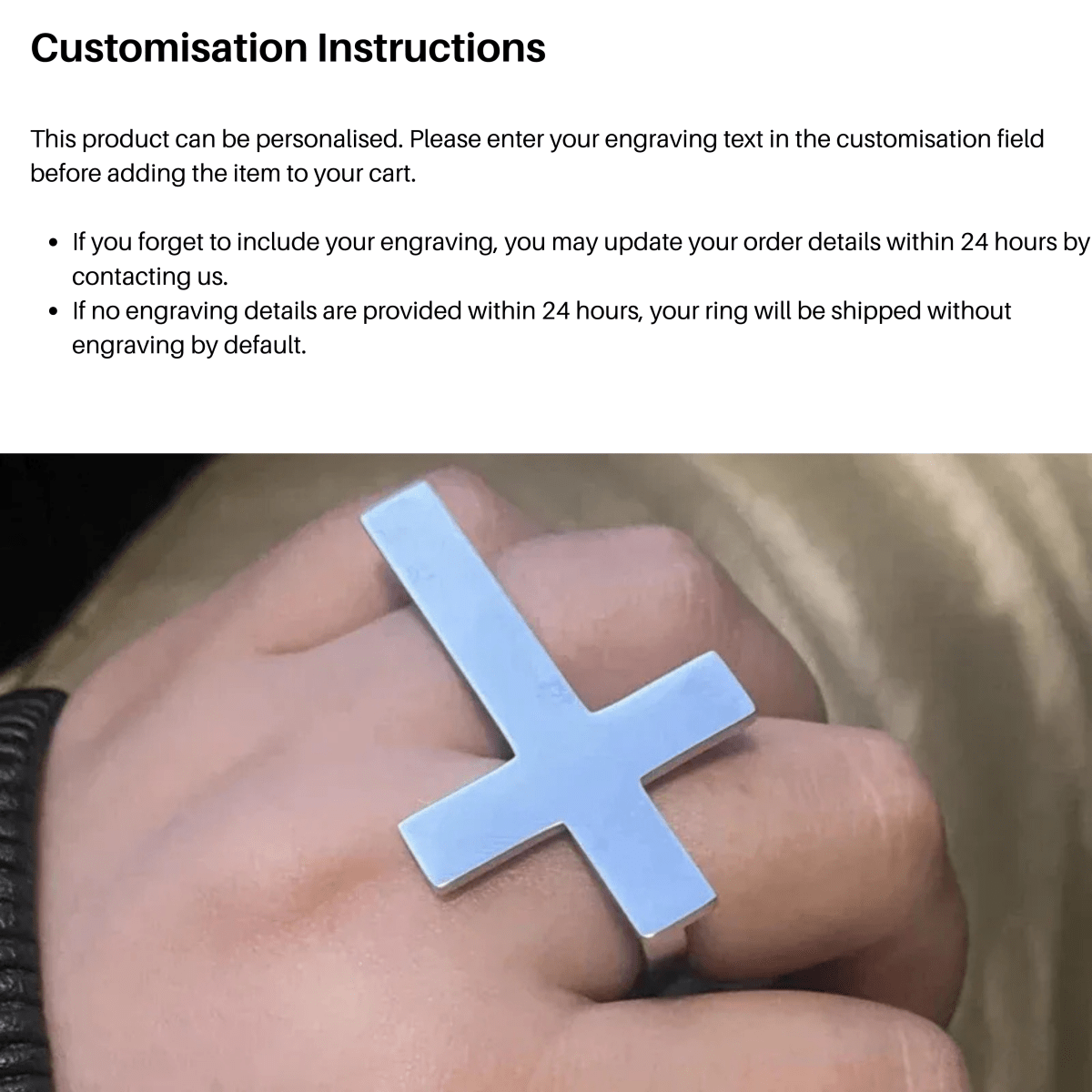 NovaForge Stainless Steel Two-Finger Ring With Engraving Bold Unisex Jewelry