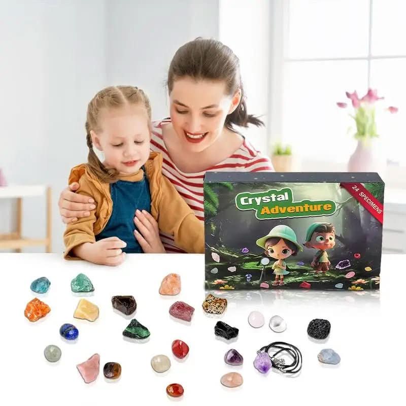 AuroraQuest Premium Advent Calendar 2025 With 24 Natural Crystals For Crystal Lovers