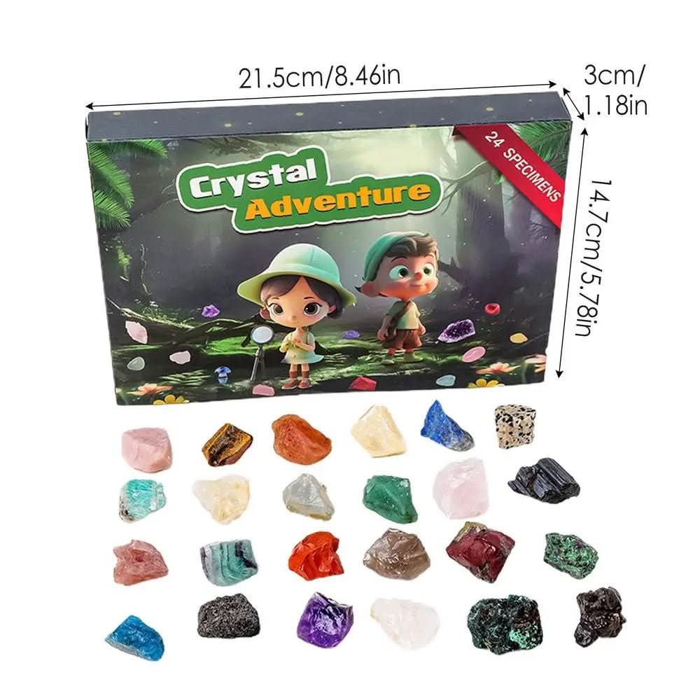 AuroraQuest Premium Advent Calendar 2025 With 24 Natural Crystals For Crystal Lovers