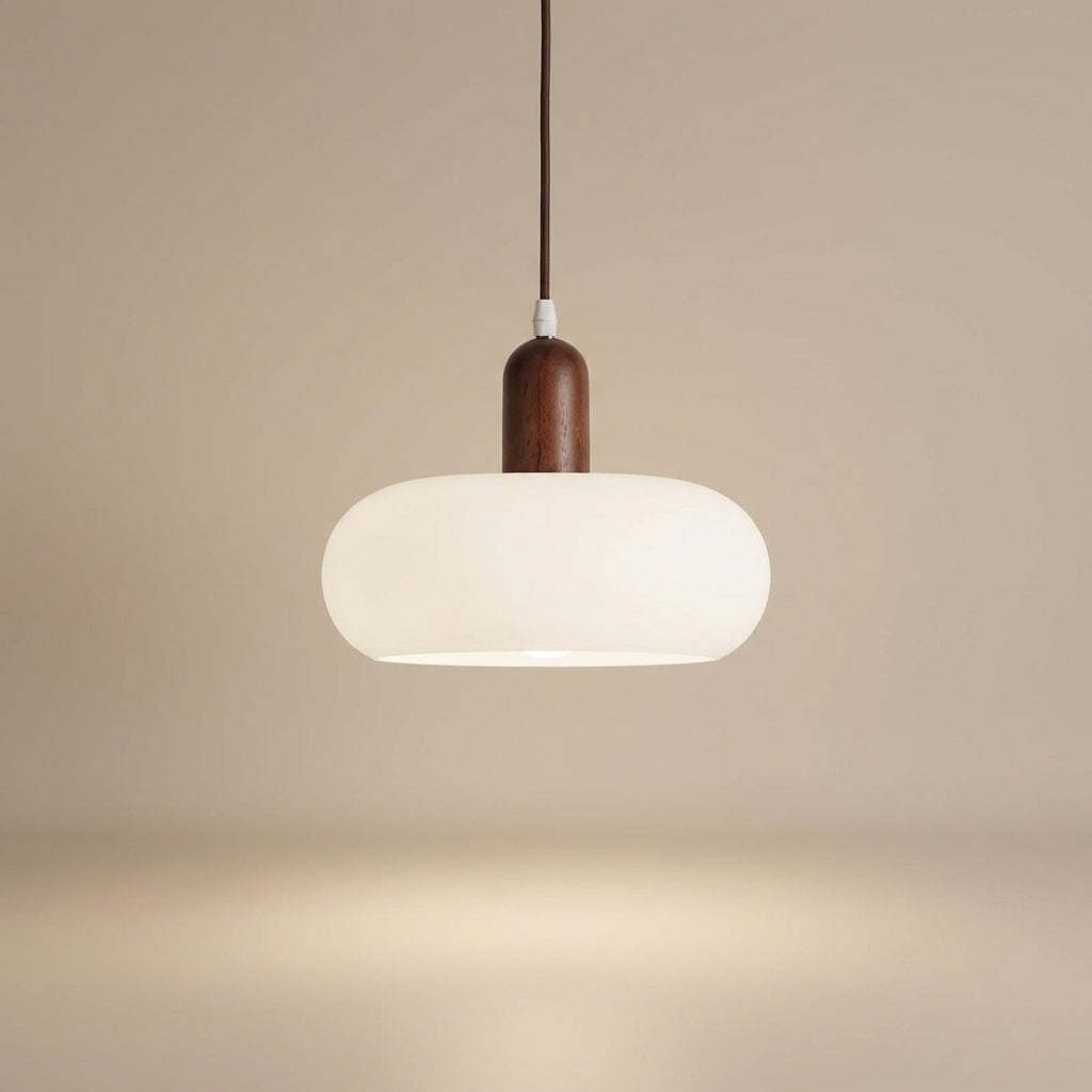 Lampă suspendată Novaire scandinavă din lemn și sticlă
