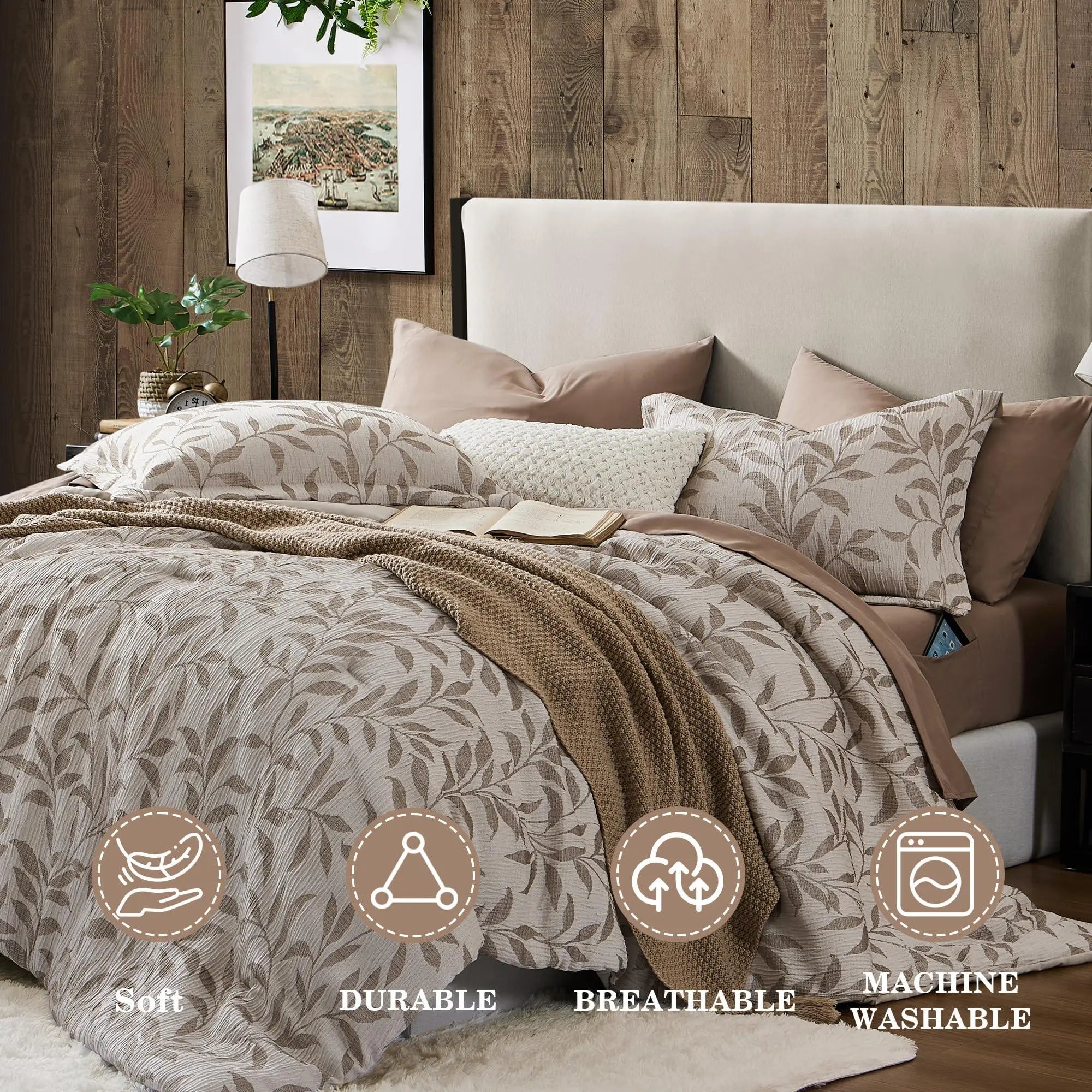 Floral Microfiber Bedding Cover Set With Hidden Zipper For Cozy Bedroom Decor