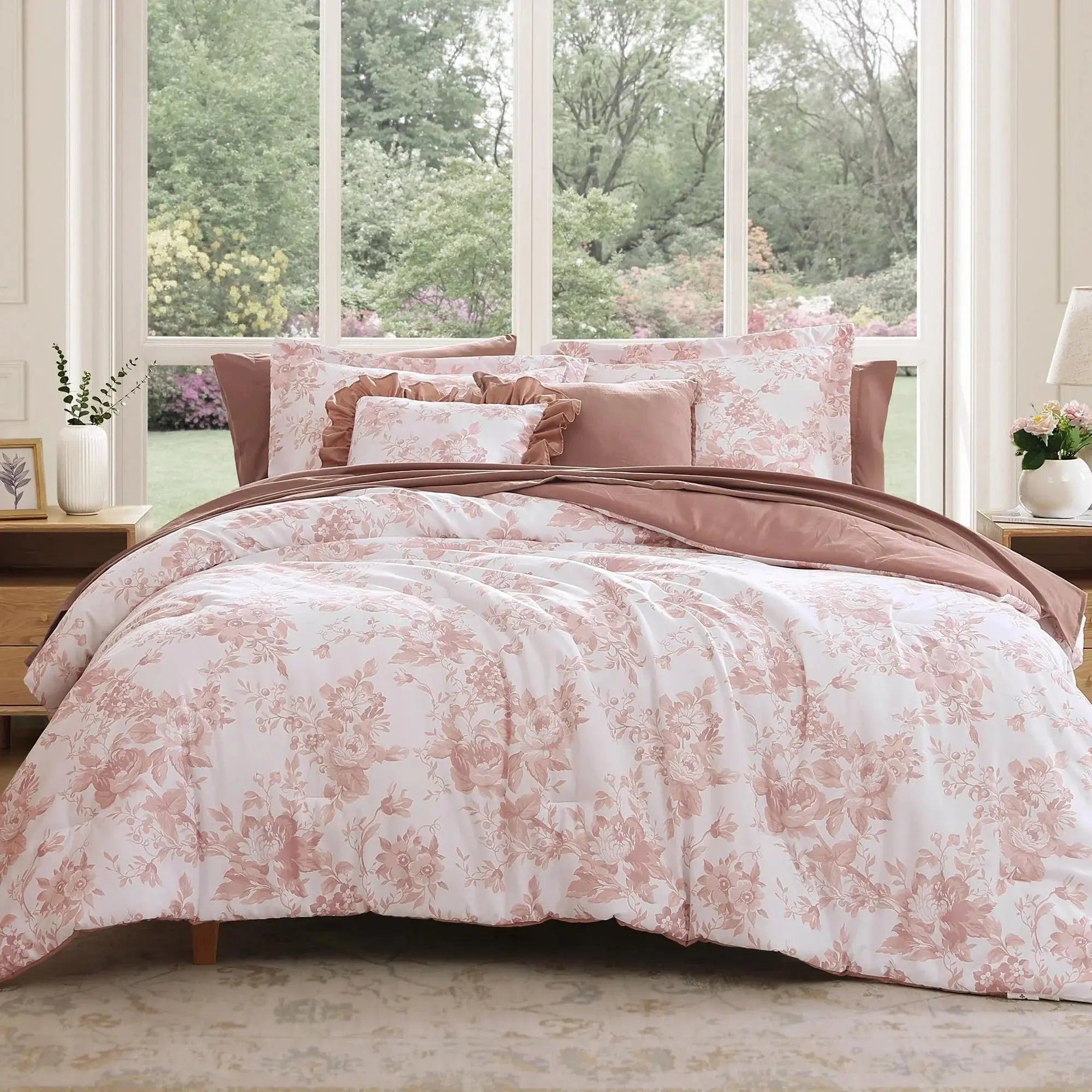 Floral Microfiber Bedding Cover Set With Hidden Zipper For Cozy Bedroom Decor
