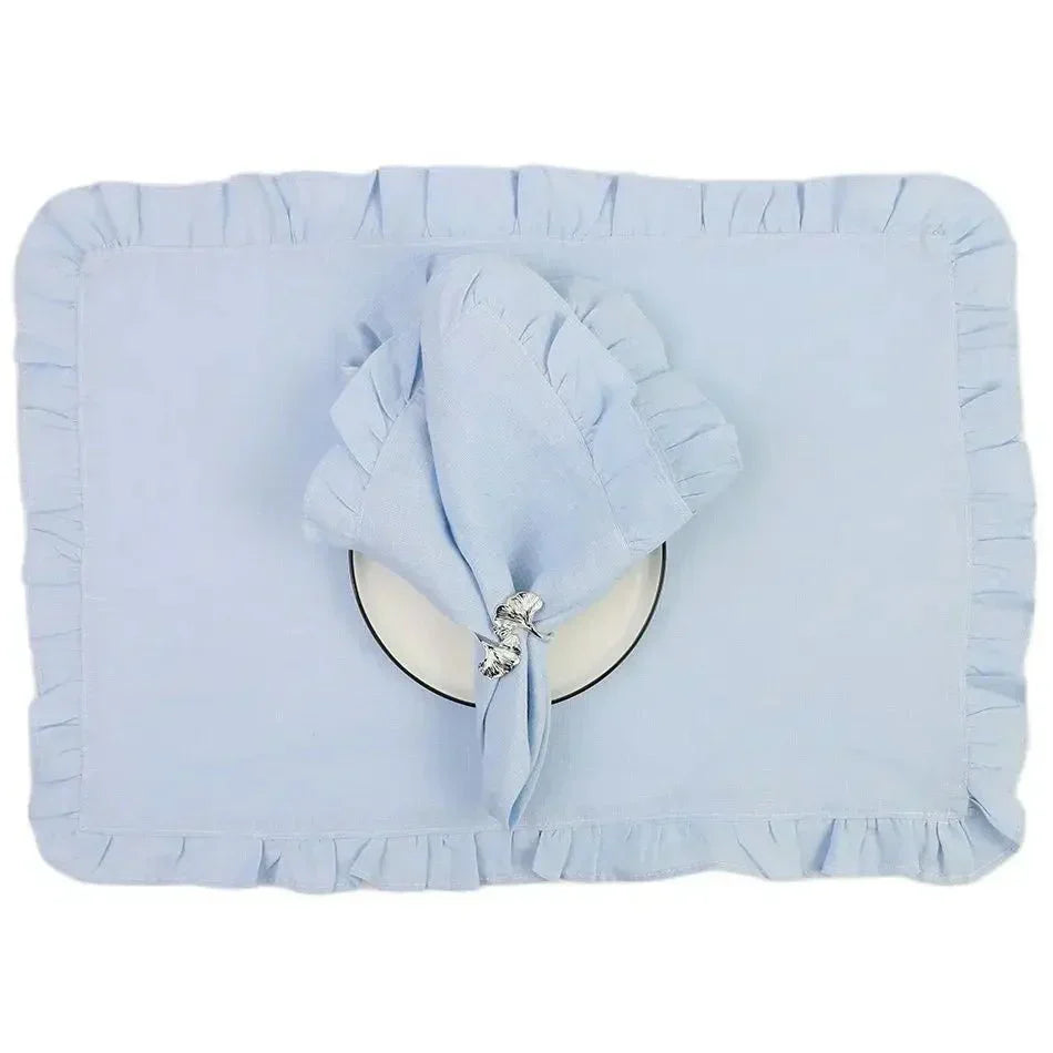 Șervet de in țesut cu margine delicat volanată Eleganță lucrată manual pentru servire