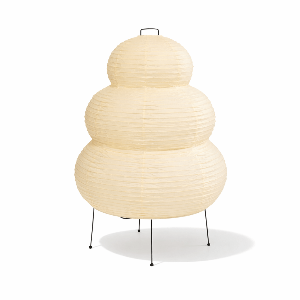 Floor Lamp With Rice Paper Shade In Layered Design