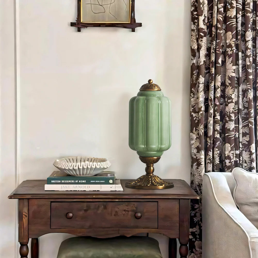 Krémová skleněná lampa s texturovaným povrchem a francouzským retro stylem