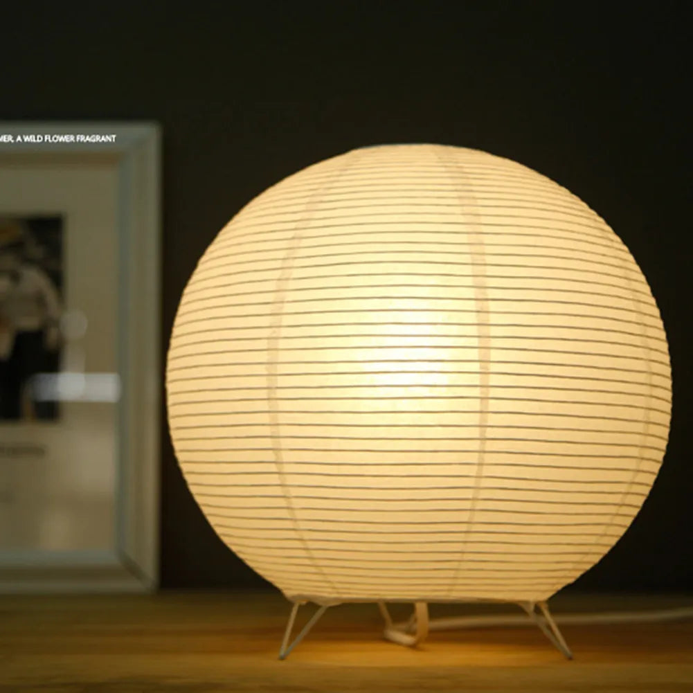Elegant Table Lamp With Rice Paper Spherical Shade