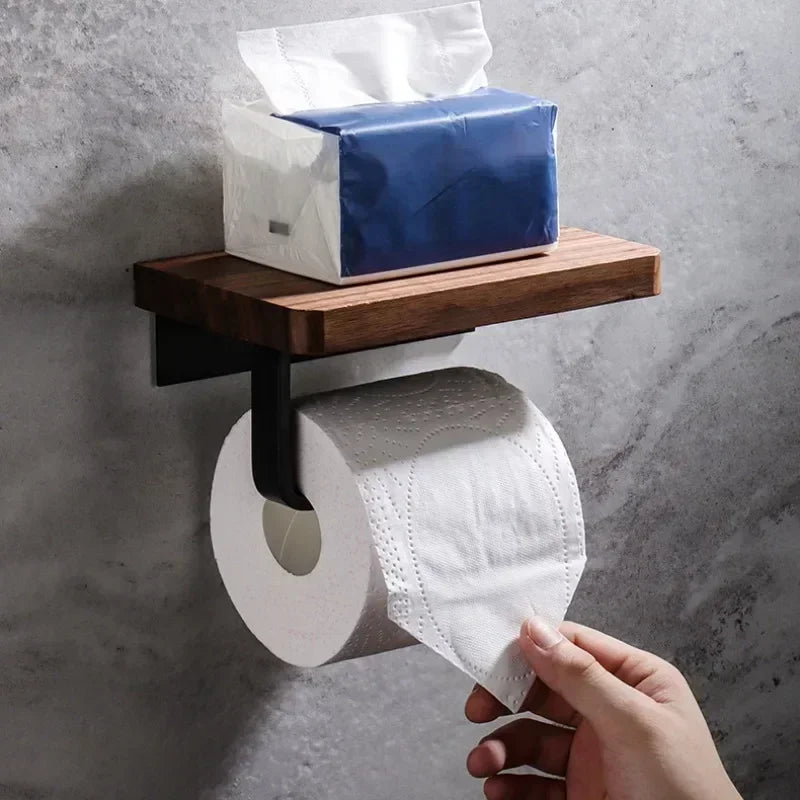 Porta rotolo in legno moderno Timberflow per bagni contemporanei