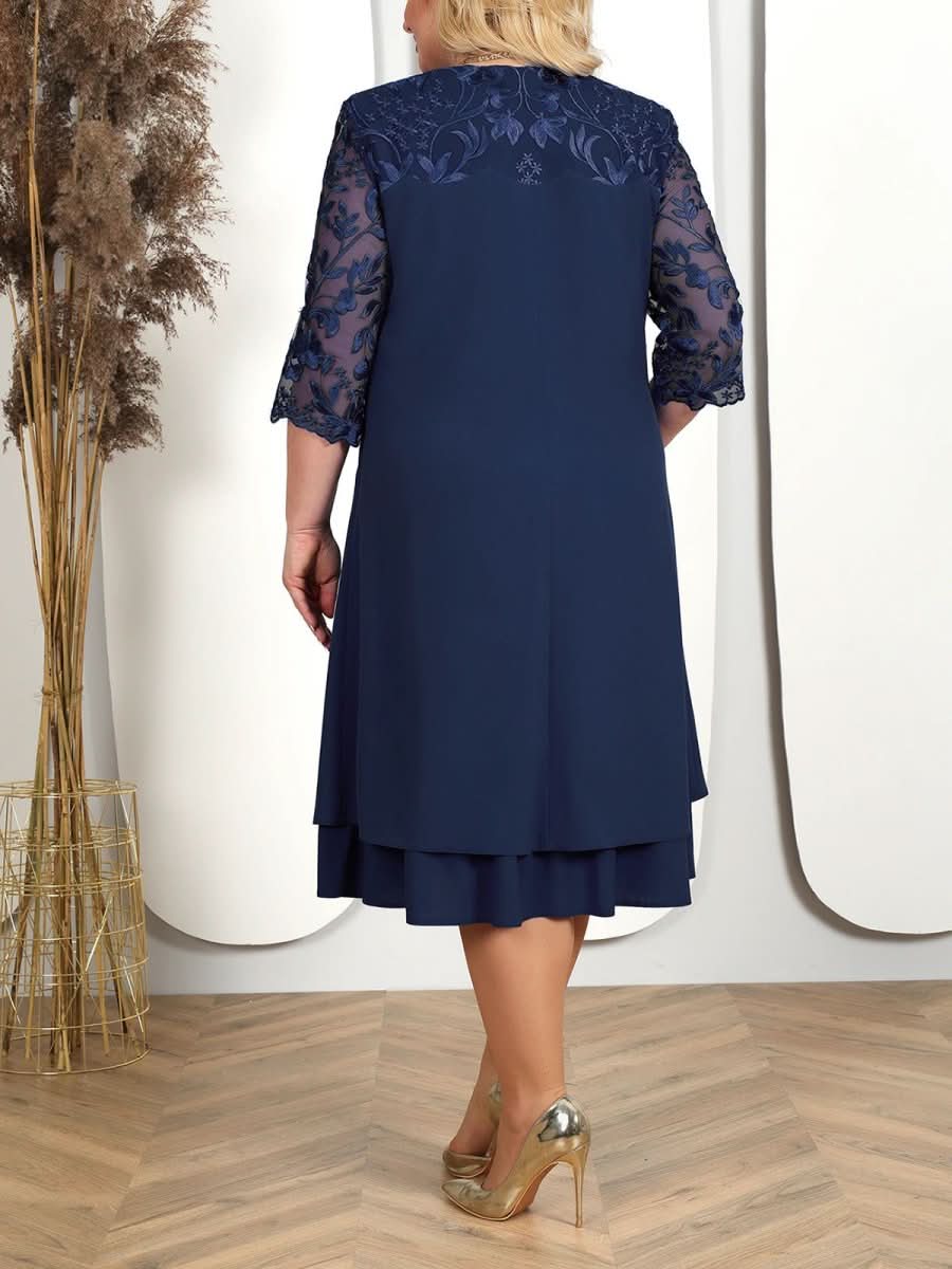 Aurora Gala vyšívané banketové šaty plus size s nadměrnými romantickými rukávy