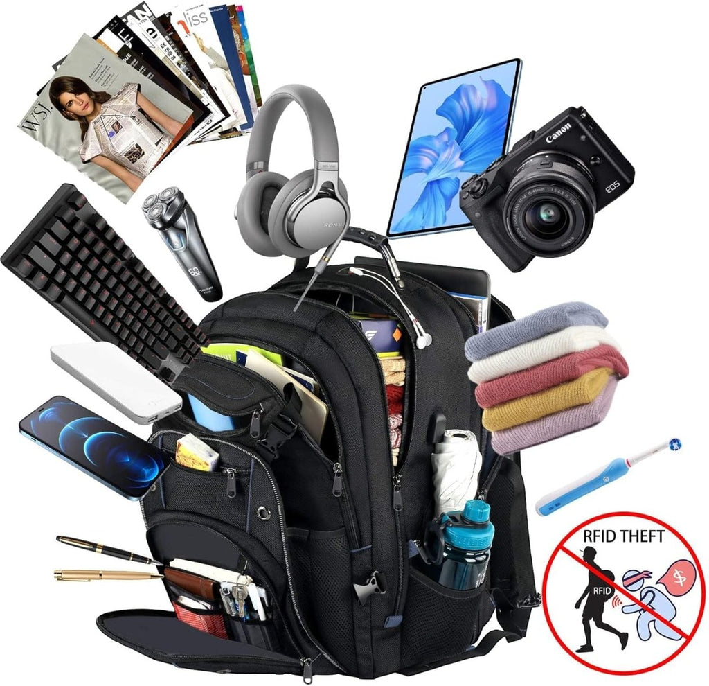 תיק גב TRAVELMAX בנפח 55 ליטר לטיולים עם חיבור USB והגנה מפני RFID