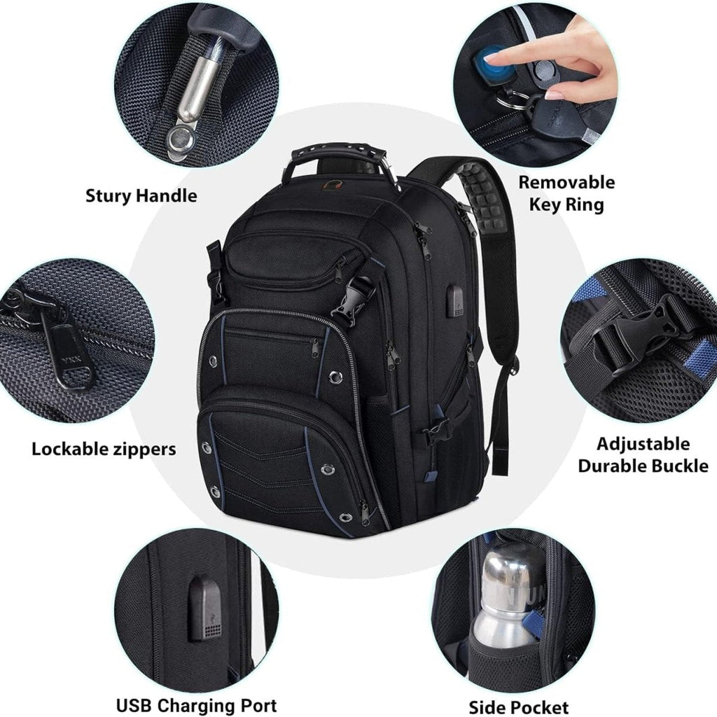 תיק גב TRAVELMAX בנפח 55 ליטר לטיולים עם חיבור USB והגנה מפני RFID