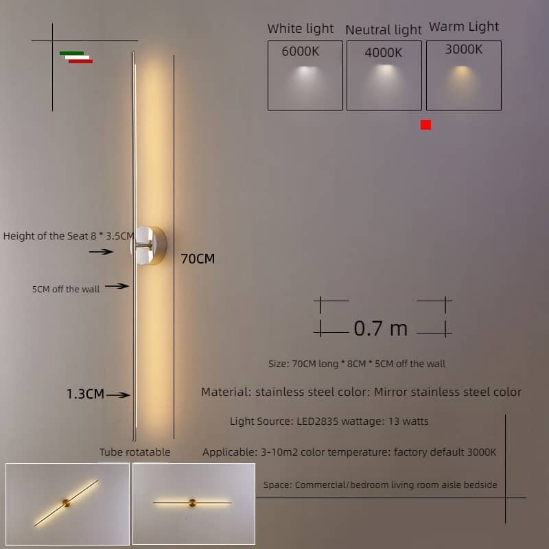 Norelle moderne justerbar stangvegglampe for stuer