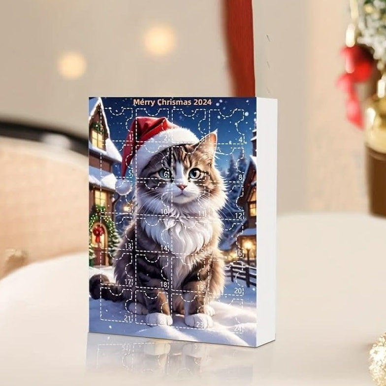 WhiskerJoy Kočičí adventní kalendář 24 dní s vintage akrylovými přívěsky pro milovníky koček