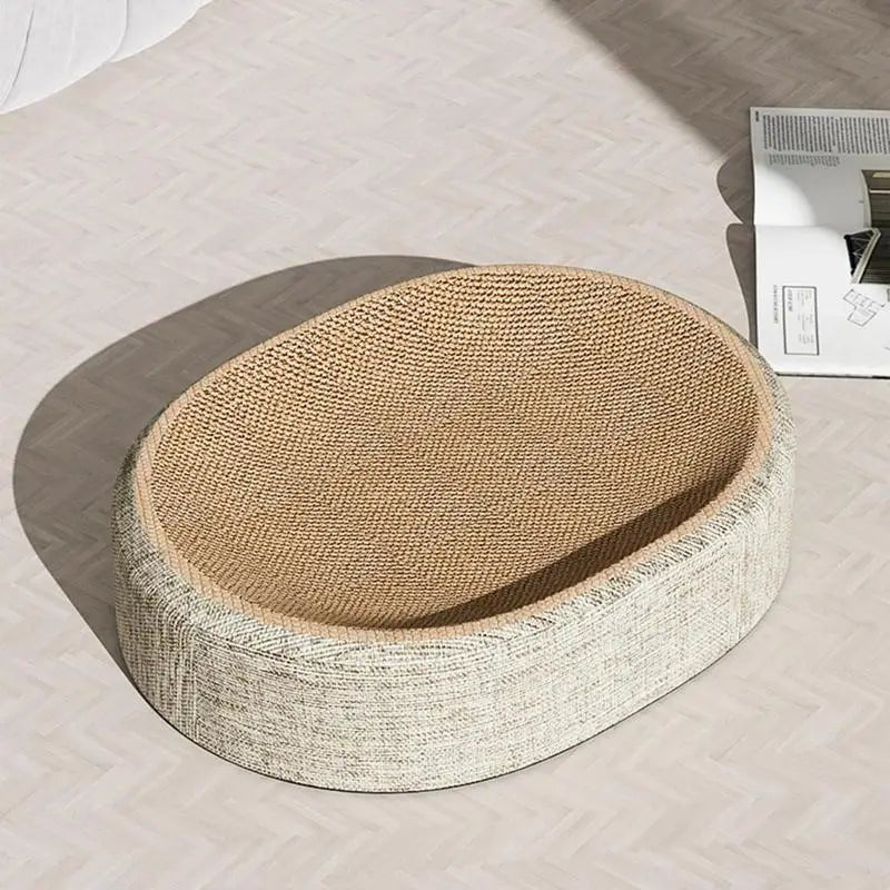 NuzzleNest Braided Oval Sisal Cat Lounger For Scratching And Cozy Sleep For Cats