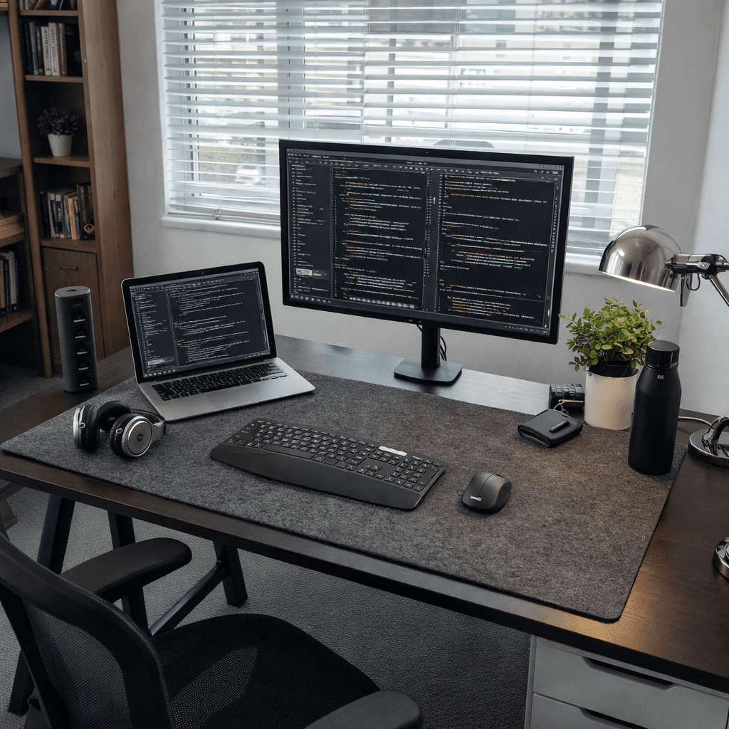 LumenPad Filz-Schreibtischunterlage für Gaming und Arbeit mit rutschfester Wolloberfläche