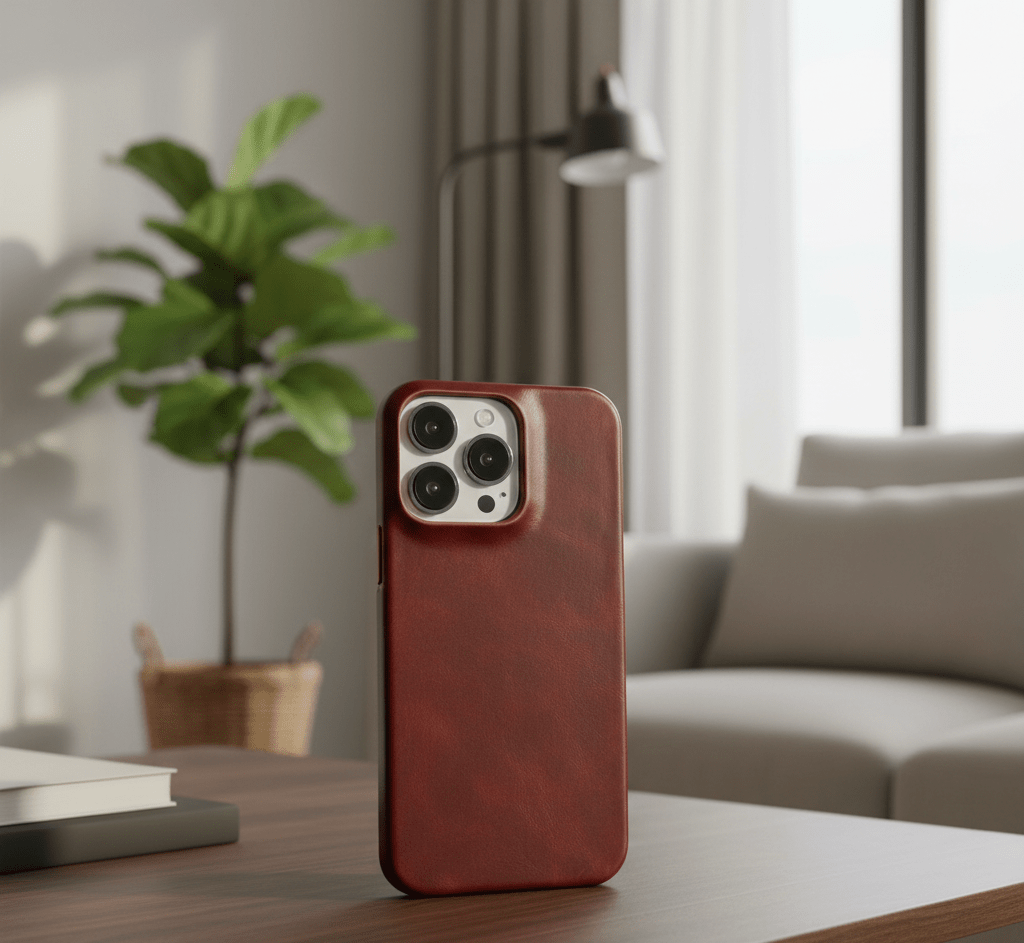 LuxeHide Premium Echtleder MagSafe iPhone-Hülle mit Öl-Wachs-Beschichtung