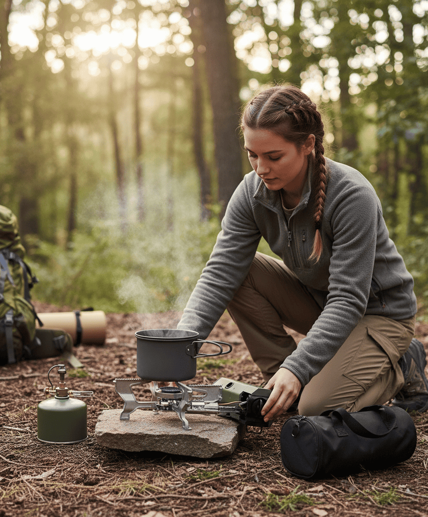 TrailBlaze Kompakti Retkikeitinsetti Butaanikaasupullolla ja Kantolaukulla