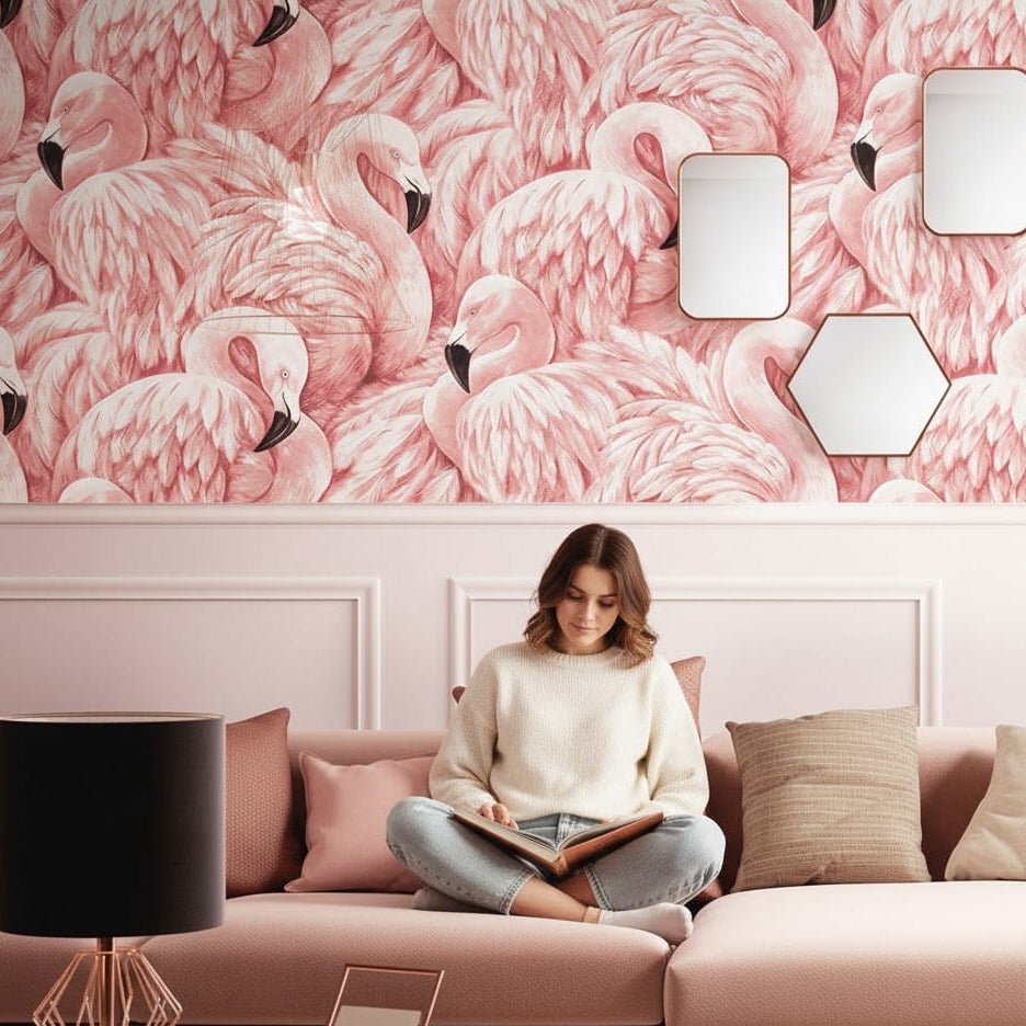 NovaTide Flamingo Rose tapet til soveromsvegger, 10 M x 52 cm