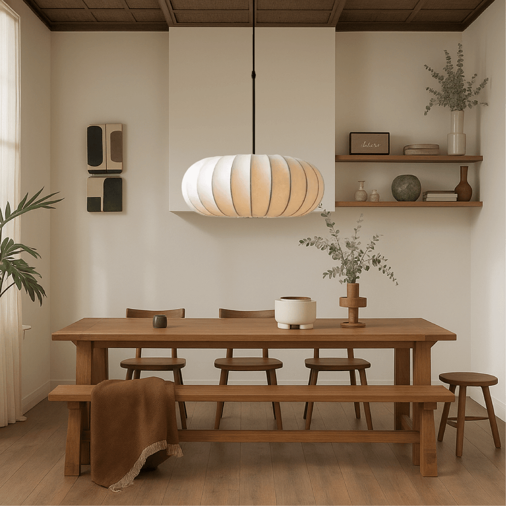Round Pendant Light With Fabric Shade 12 Inch Diameter Ceiling Mount