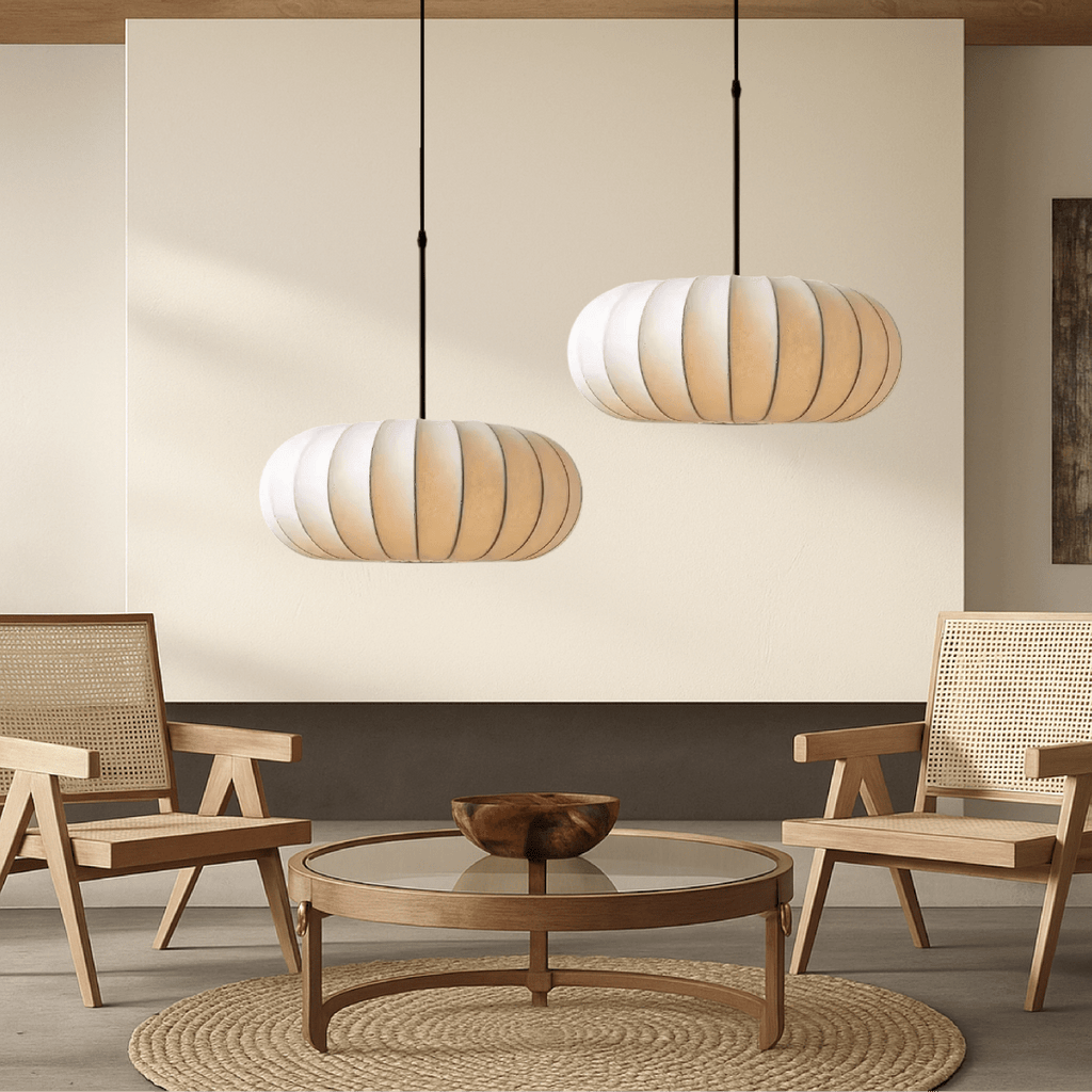 Round Pendant Light With Fabric Shade 12 Inch Diameter Ceiling Mount