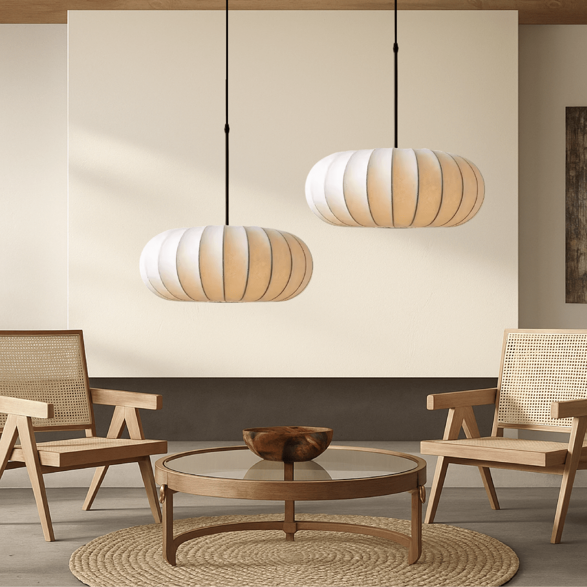 Round Pendant Light With Fabric Shade 12 Inch Diameter Ceiling Mount