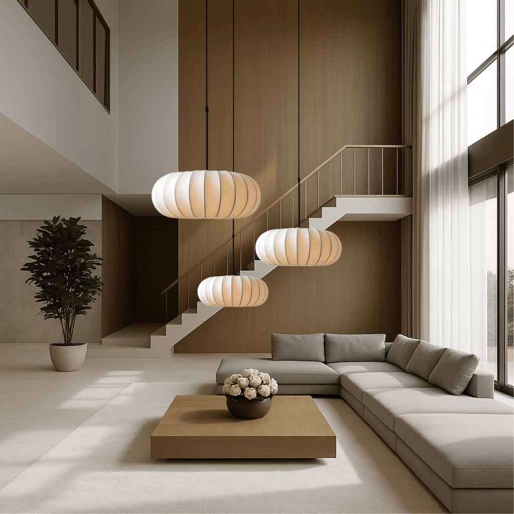 Round Pendant Light With Fabric Shade 12 Inch Diameter Ceiling Mount