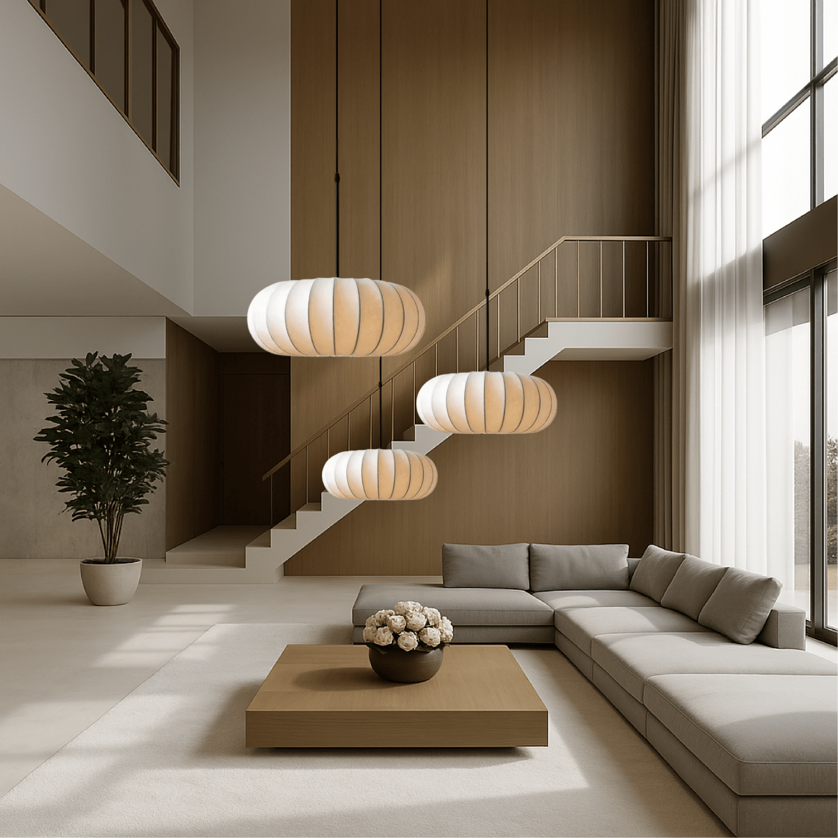 Round Pendant Light With Fabric Shade 12 Inch Diameter Ceiling Mount