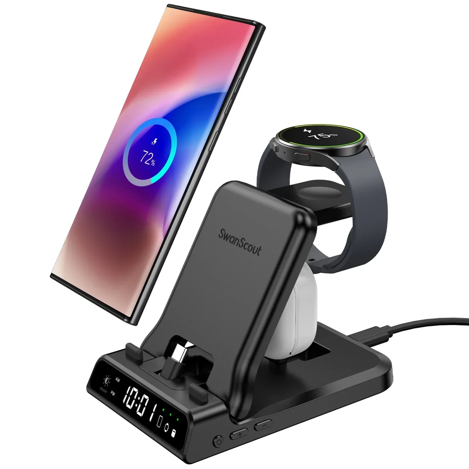 Charging Hub With USB-C Port For Galaxy Watch And Smartphones