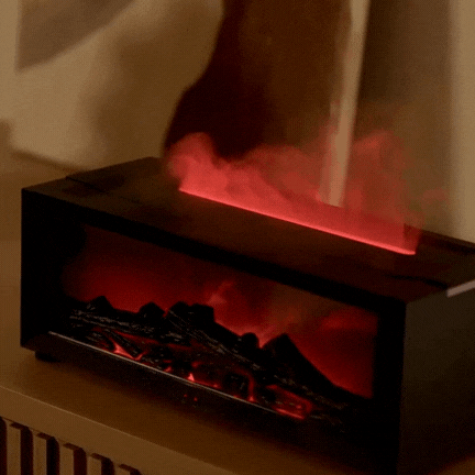 FlameMist Aromatherapie Luchtbevochtiger met Vlam Effect en LED Licht