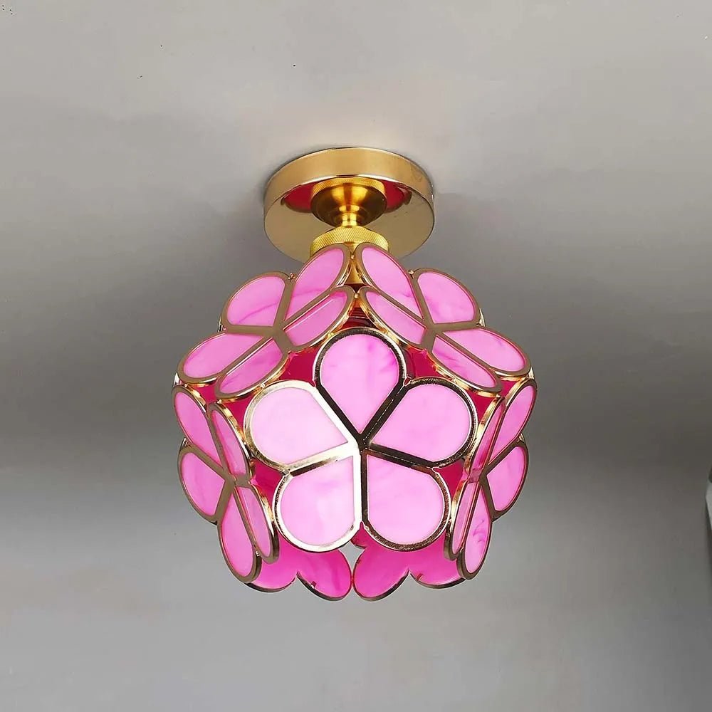 Blomsterloftlampe med gyldne accenter og akryldetaljer, 18 tommer