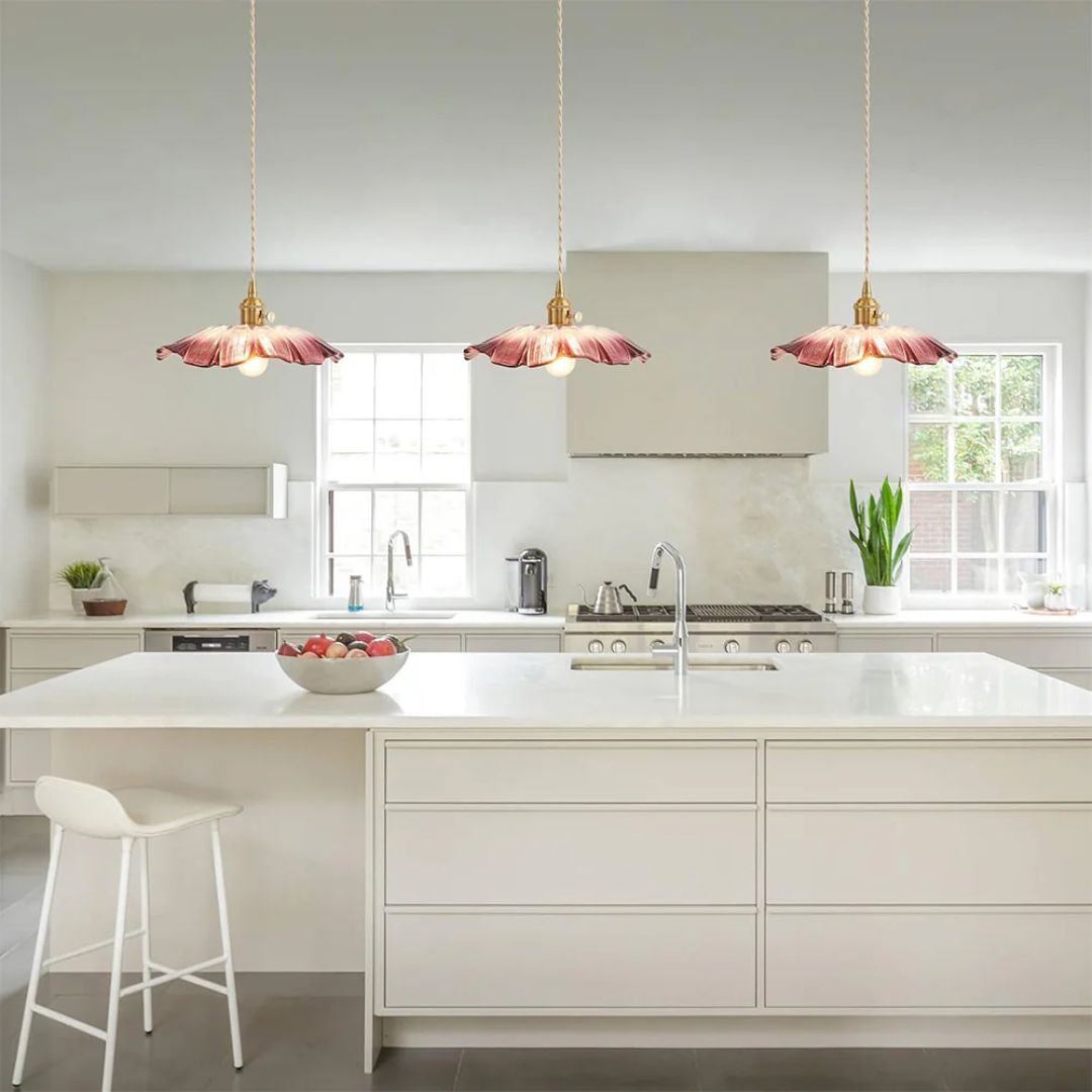 Petal Glass Pendant Light With Gold Fixture, 12-Inch Diameter