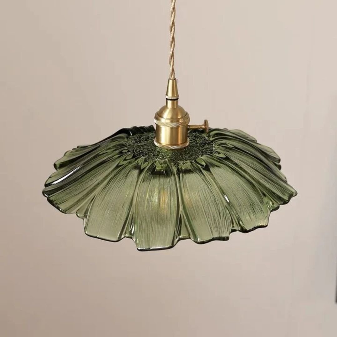 Petal Glass Pendant Light With Gold Fixture, 12-Inch Diameter