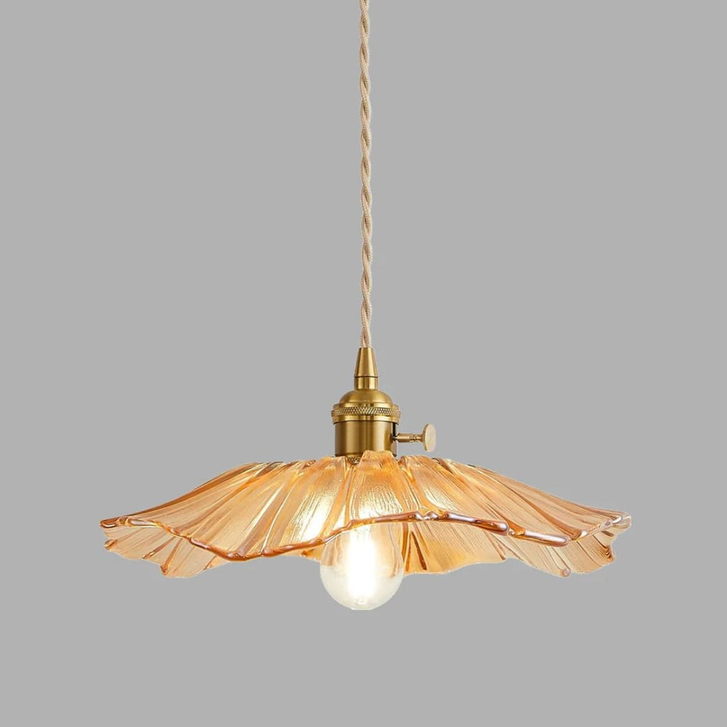 Petal Glass Pendant Light With Gold Fixture, 12-Inch Diameter