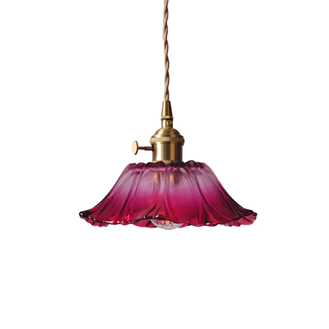 Petal Glass Pendant Light With Gold Fixture, 12-Inch Diameter