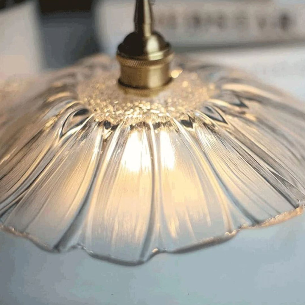 Petal Glass Pendant Light With Gold Fixture, 12-Inch Diameter