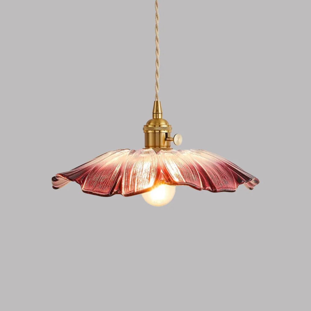 Petal Glass Pendant Light With Gold Fixture, 12-Inch Diameter