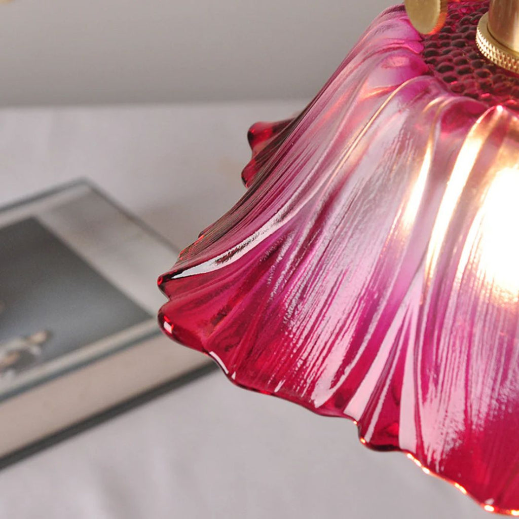 Petal Glass Pendant Light With Gold Fixture, 12-Inch Diameter