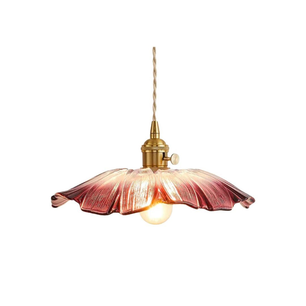 Petal Glass Pendant Light With Gold Fixture, 12-Inch Diameter