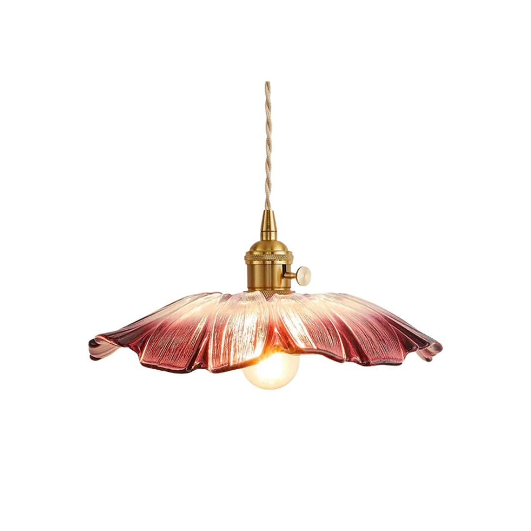 Petal Glass Pendant Light With Gold Fixture, 12-Inch Diameter