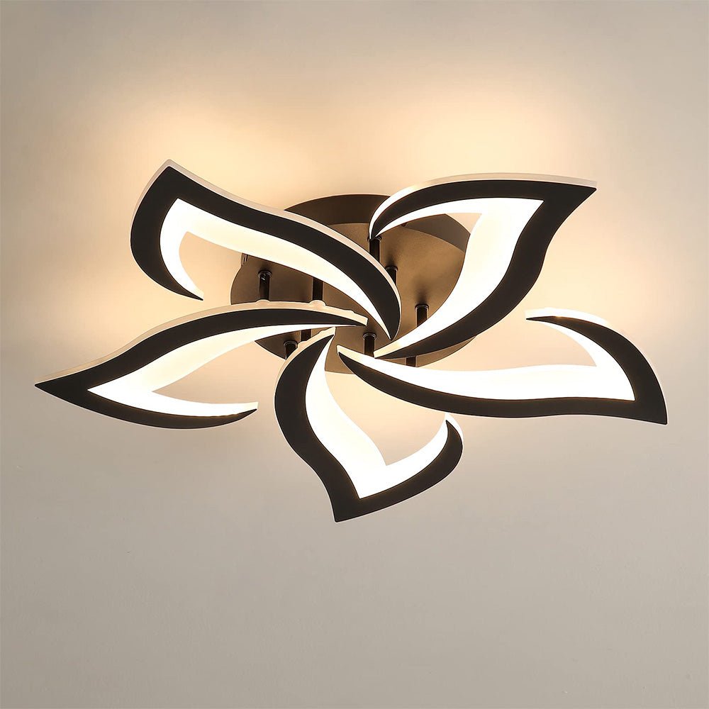 Lampada da soffitto in ferro con motivo floreale, illuminazione LED, diametro 12 pollici