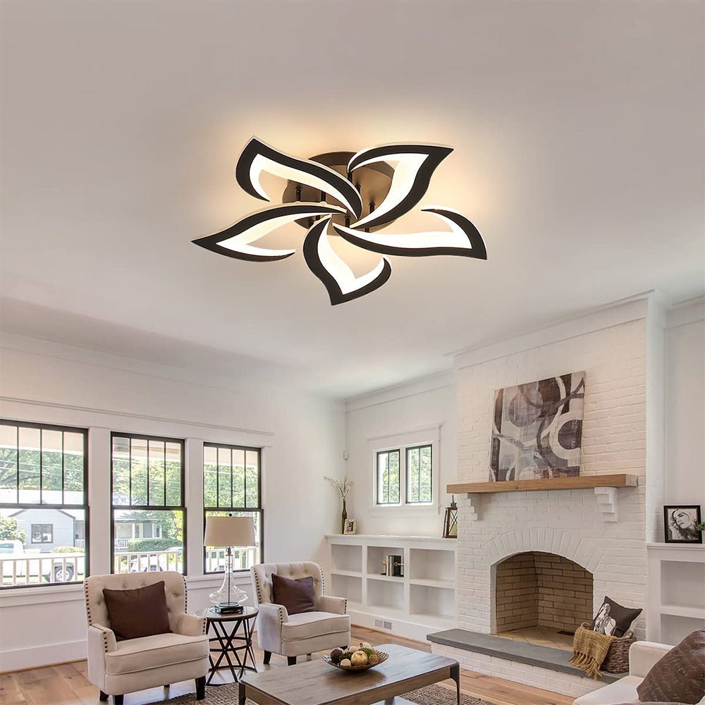 Lampada da soffitto in ferro con motivo floreale, illuminazione LED, diametro 12 pollici