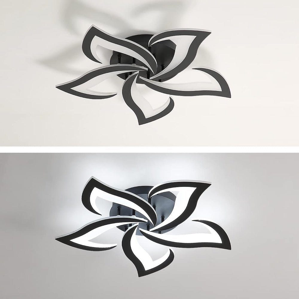 Lampada da soffitto in ferro con motivo floreale, illuminazione LED, diametro 12 pollici