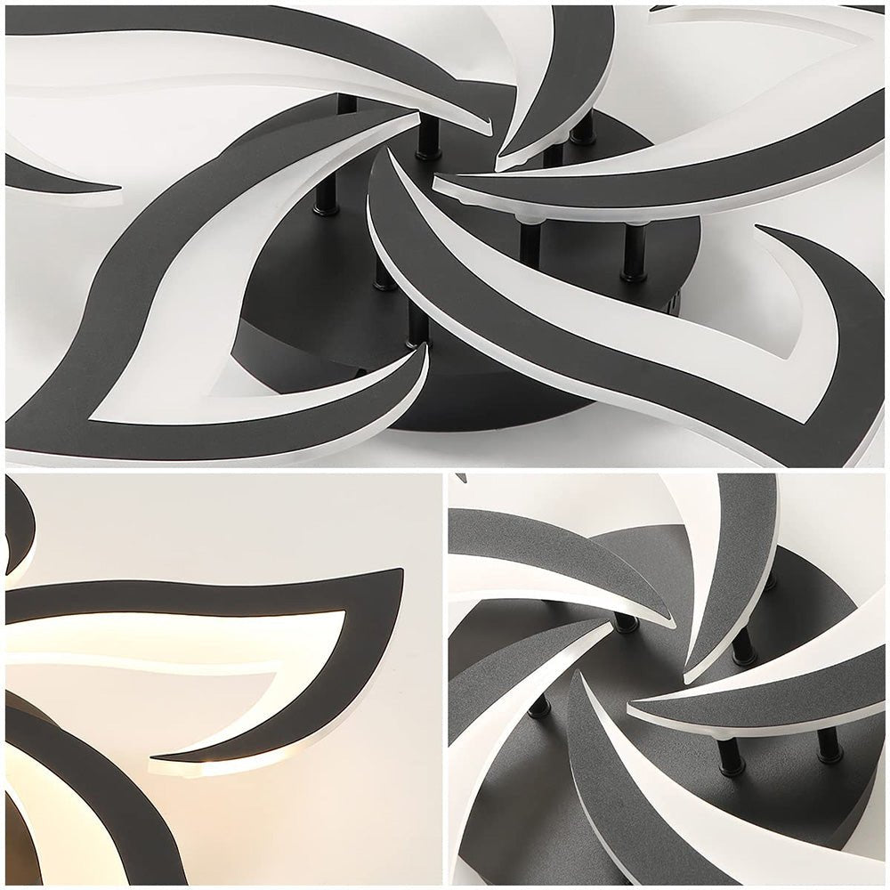 Lampada da soffitto in ferro con motivo floreale, illuminazione LED, diametro 12 pollici