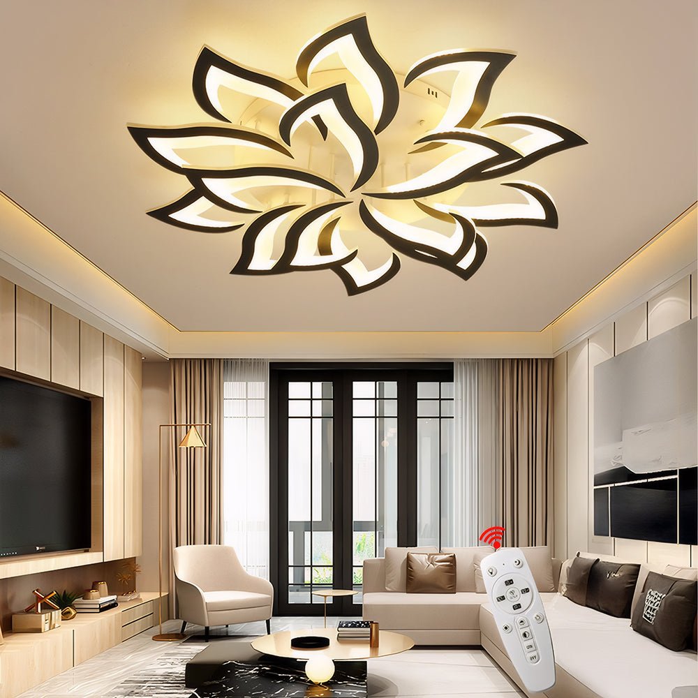 Lampada da soffitto in ferro con motivo floreale, illuminazione LED, diametro 12 pollici