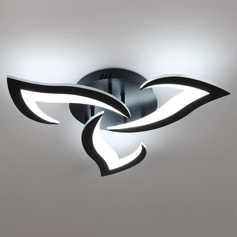 Lampada da soffitto in ferro con motivo floreale, illuminazione LED, diametro 12 pollici